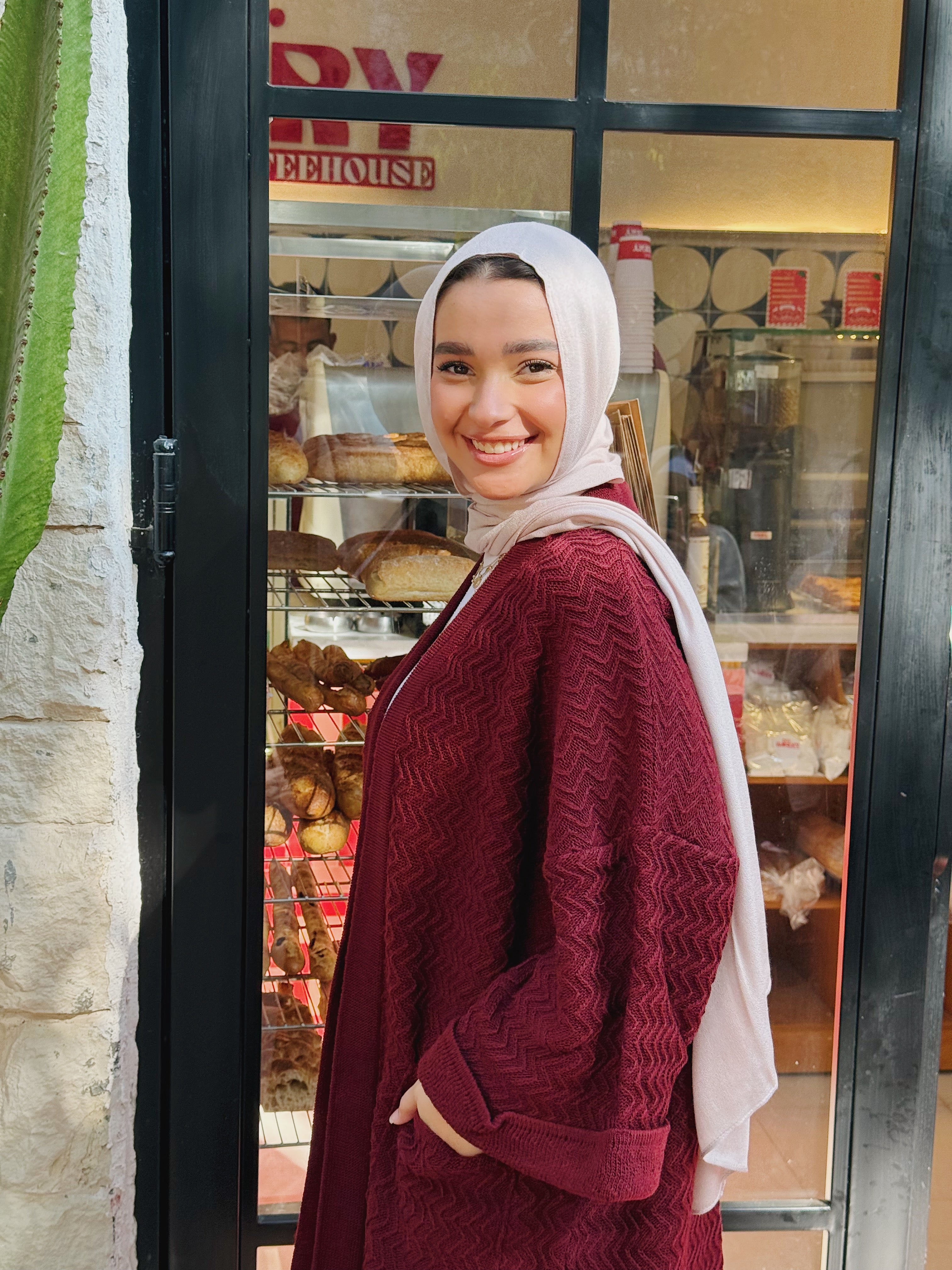 Patterned Knitwear Cardigan - Burgundy