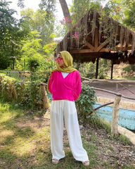 Wrap Linen Blouse- Hot Pink