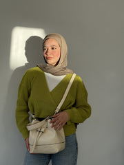 Drawstring Bucket Bag-Creme