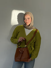 Drawstring Bucket Bag-Camel