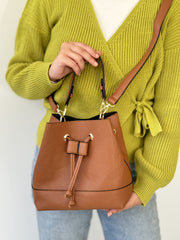 Drawstring Bucket Bag-Camel