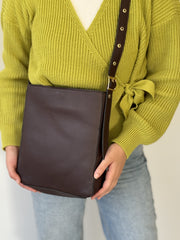 Brown leather cross bag